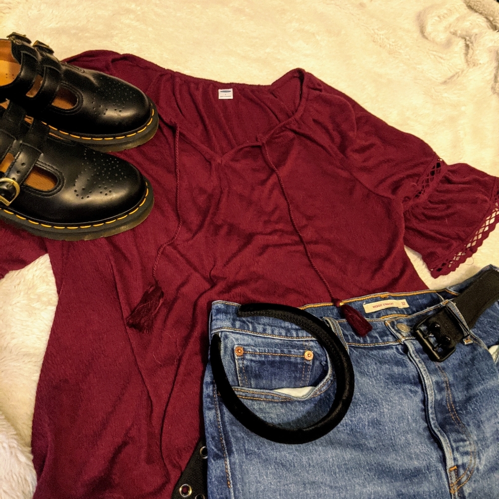 Old Navy Maroon Peasant Top